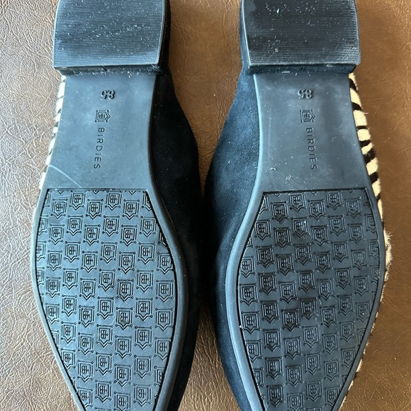 Birdies The Swan Zebra Animal Print Calf Hair Suede Mules Black Cream Size 8.5 - Picture 5 of 7